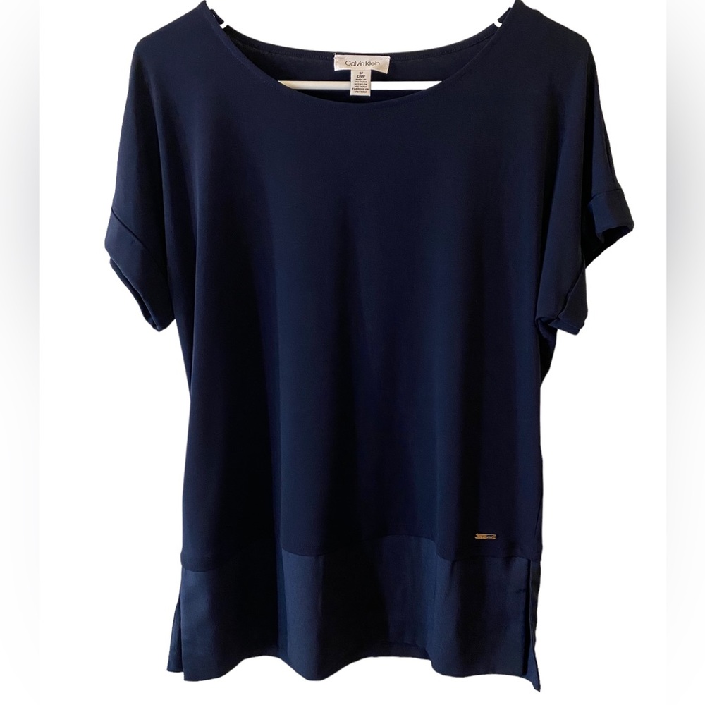 Calvin Klein Navy Short Sleeve Blouse Tunic